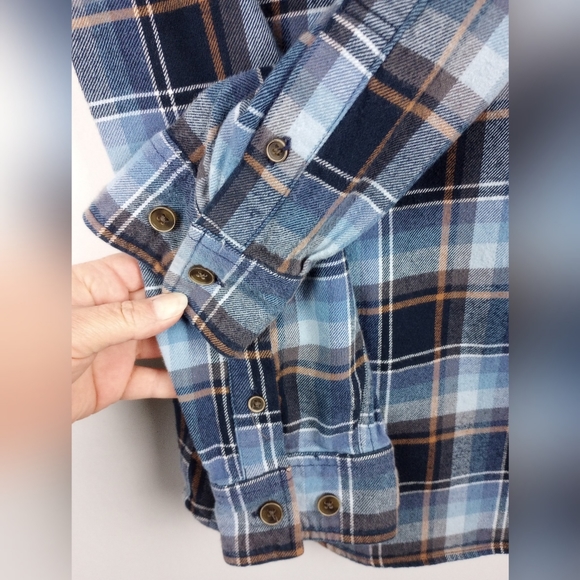 Weatherproof Original Vintage Blue Plaid Flannel Shirt Medium - Picture 6 of 7